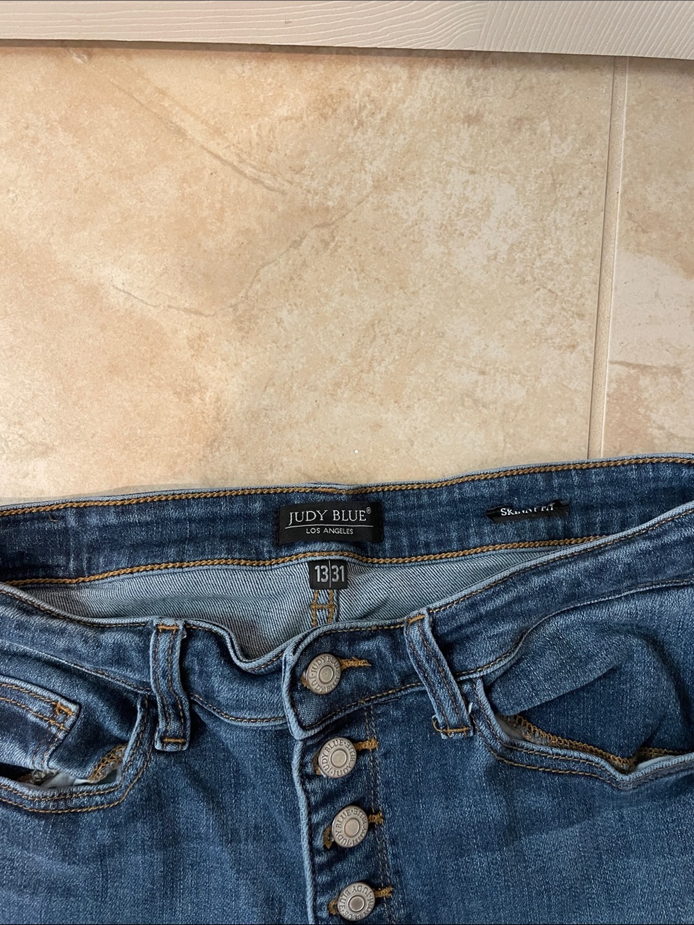 Judy Blue Dark Blue High-Rise Button-Fly Jeans - Picture 2 of 3